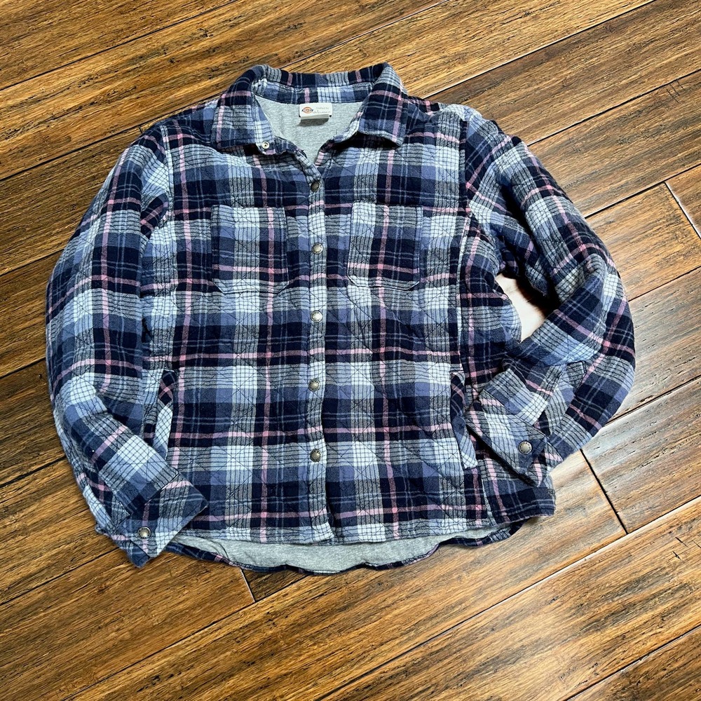 Quilted Snap Up Flannel Shacket Jacket Dickies Women's XL